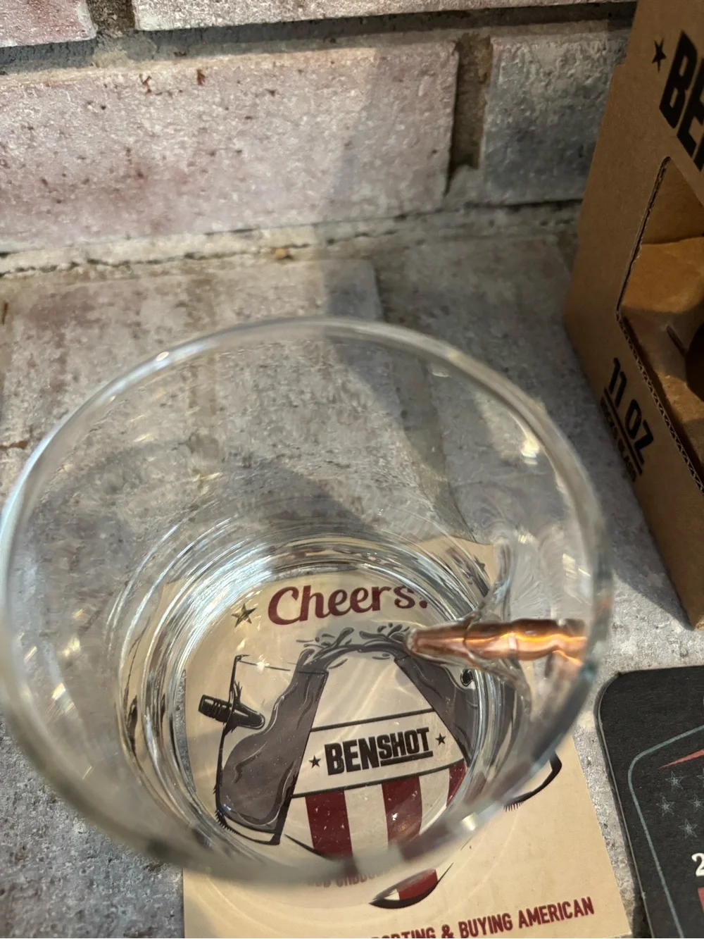 Whiskey Glass with Copper Bullet Accent